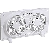 Twin Fan High Velocity Reversible AirFlow Fan, LED Indicator Lights Adjustable Thermostat & Max Cool Technology, ETL Certified, White (A1WINDOWFAN)