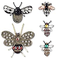 PAGOW 5 Pcs Rhinestone Beaded Bee Patches, Sew on Crystal Beaded Appliques, Sewing Embroidered Patches Applique for Jackets, Jeans, Clothing, Handbag, Shoes, Decorative, DIY Projects (5 Styles)