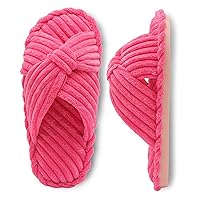 JIASUQI Womens Furry Slippers Criss Cross House Slippers Open Toe Slippers for Women