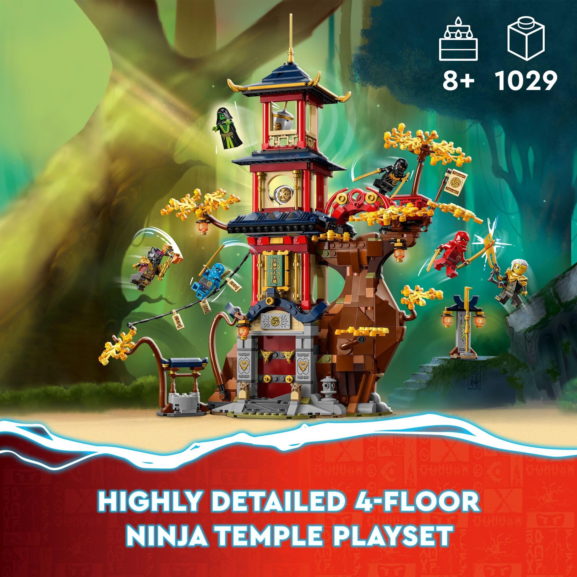 LEGO NINJAGO Temple of The Dragon Energy Cores 71795, Building Toy with a NINJAGO Temple and 6 Minifigures Including Cole, Kai and NYA' Gift for Kids Ages 8+ Who Love Buildable Ninja Playsets