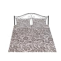Indian Feb India Reversible Bedspread Pattern Floral Print Bed Cover Gudri Pure Cotton Kantha Style Decorative Kantha Stitch Quilt (Brown White, King 90 * 108 Inches with sham Cover)