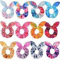 Funtopia 12 Pcs Cute Rabbit Hair Bow Scrunchies and 100 Pcs Colorful No Slips Metal Cute Snap Hair Clips for Girls Teens Kids