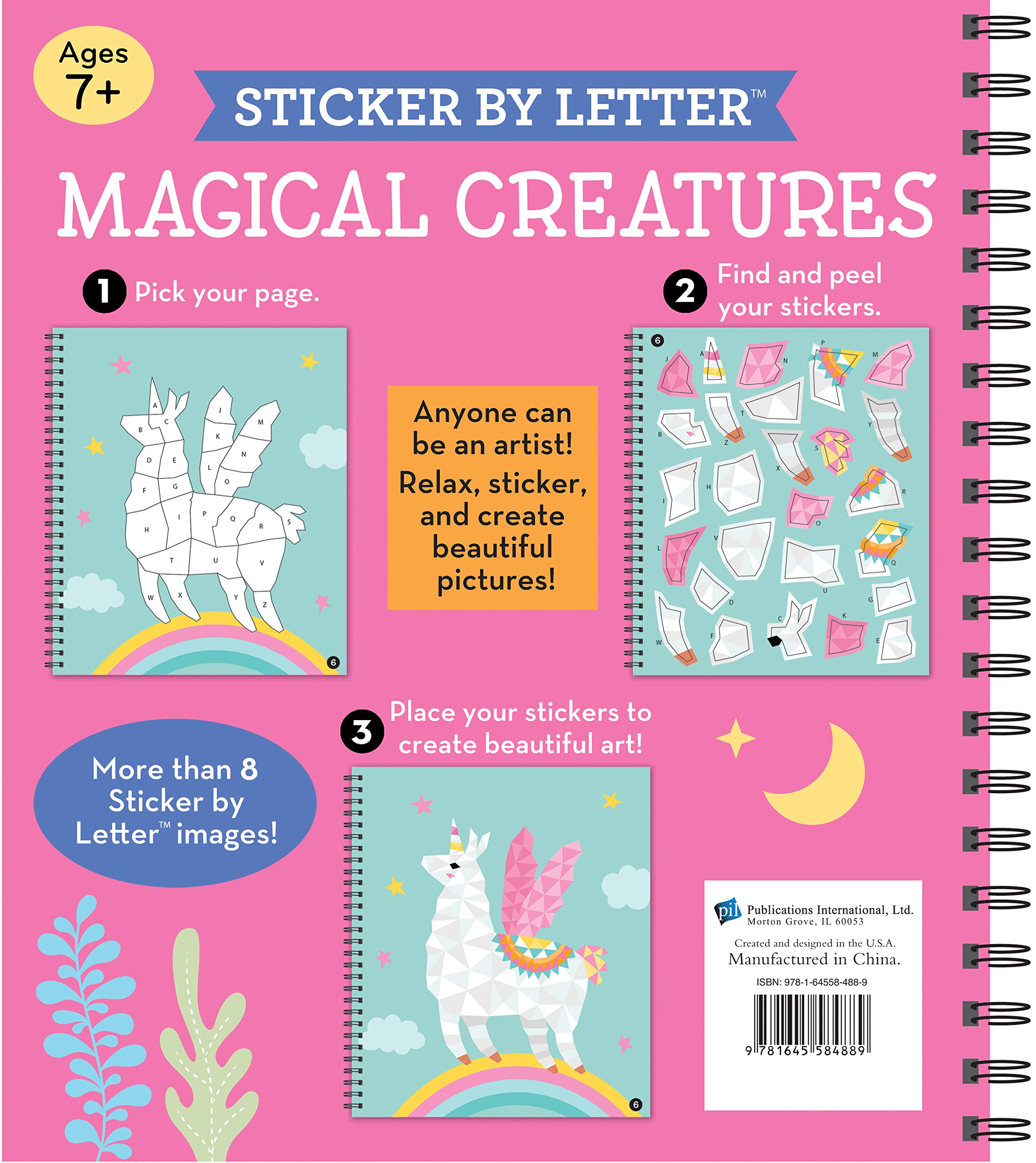 Brain Games - Sticker by Letter: Magical Creatures (Sticker Puzzles - Kids Activity Book)