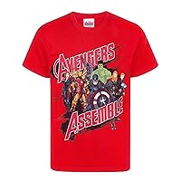 Marvel Boys T-Shirt Avengers Assemble Red Kids Superheroes Top 9-10 Years