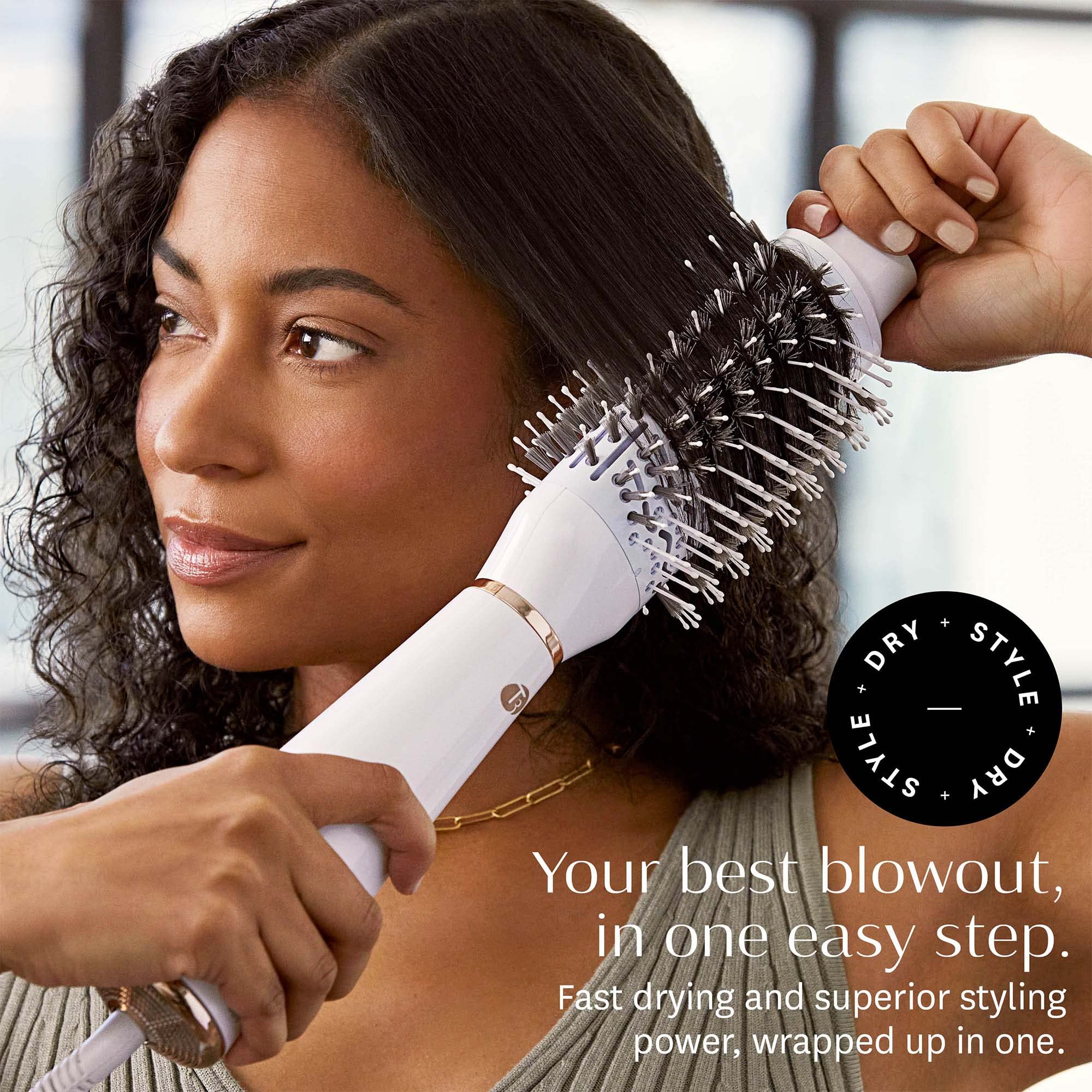 T3 AireBrush One-Step Smoothing and Volumizing Hair Dryer Brush, Blow Dryer Brush for Fast Drying and Styling with Multiple Heat and Speed Settings, Ceramic Oval Brush and Cool Shot