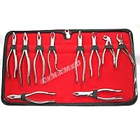 New German Stainless 10 Pcs Dental Extraction Extracting Forceps kit with Zipper Pouch-Dental Instruments CYNAMED