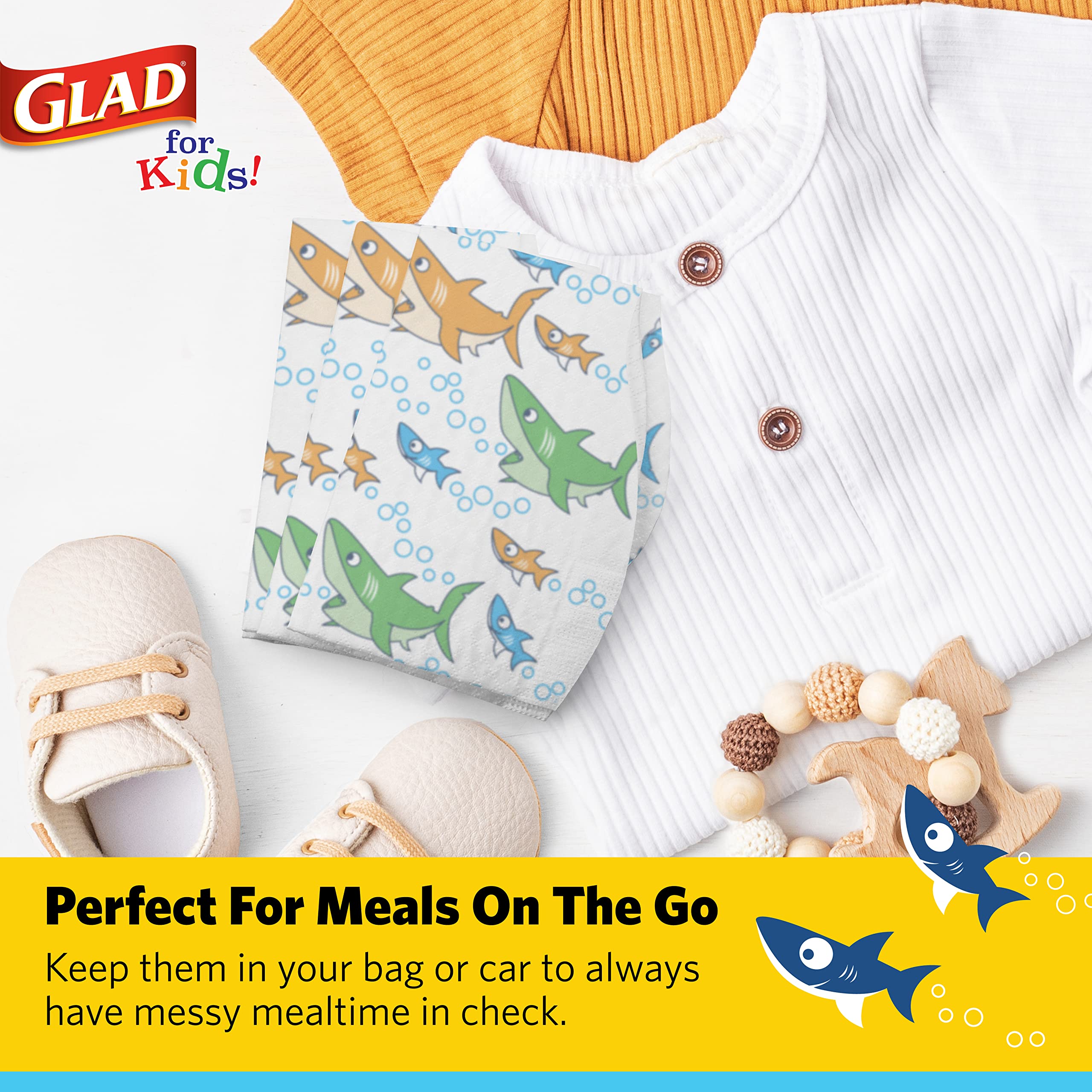 Glad For Kids Disposable Paper Bibs, 30 Ct - Disposable Bibs - Travel Bibs For Kids, Disposable Kids Bibs With Crumb Catcher