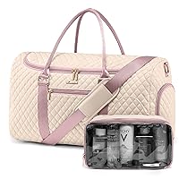 LOVEVOOK Travel Duffle Bag, 50L Weekender Overnight Bag with Toiletry Bag, Quilted Carry On Bag with Shoe Compartment, Gym Duffel Bag with Wet Pocket for Women, Hospital Bags for Labor and Delivery