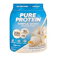Simple Whey Powder - High Protein, Low Sugar, Gluten-Free, French Vanilla Flavor - 1.6 lbs
