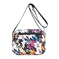 SCL Women's Nylon Crossbody Bag With Flowers Shoulder Messenger Bags Wallet Multicolor (Black2)