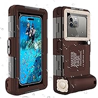 Waterproof Snorkeling Diving Phone Case for iPhone 11/12/13/15 Pro Max and Samsung Galaxy Note10/9/8/S23/9/8 Ultra Plus Professional [15m/50ft] Photo Video Cover (Chocolate/Beige)