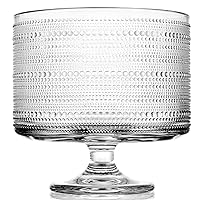 Glass Trifle Bowl with Pedestal, 3.43qt Footed Dessert Stand, Vintage Centerpiece Bowl for Layered Cakes, Fruits, Salad (Raindrop Pattern)