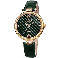 Burgi Leather Women's Watch - Smooth Leather Strap - Three Hand Movement with Unique Markers - Onion Crown - Round Analog Quartz - BUR222