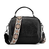 OPAGE Small Leather Crossbody Bags for Women, Cross Body Shoulder Handbags Crossbody Purses for Women with Top Handle