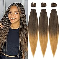 Hair Pre Stretched for Braids Honey Blonde Braiding Hair 20 Inch Pre Stretched Braiding Hair Hot Water Setting Braiding Hair Soft Yaki Texture(20 Inch(Pack of 3))