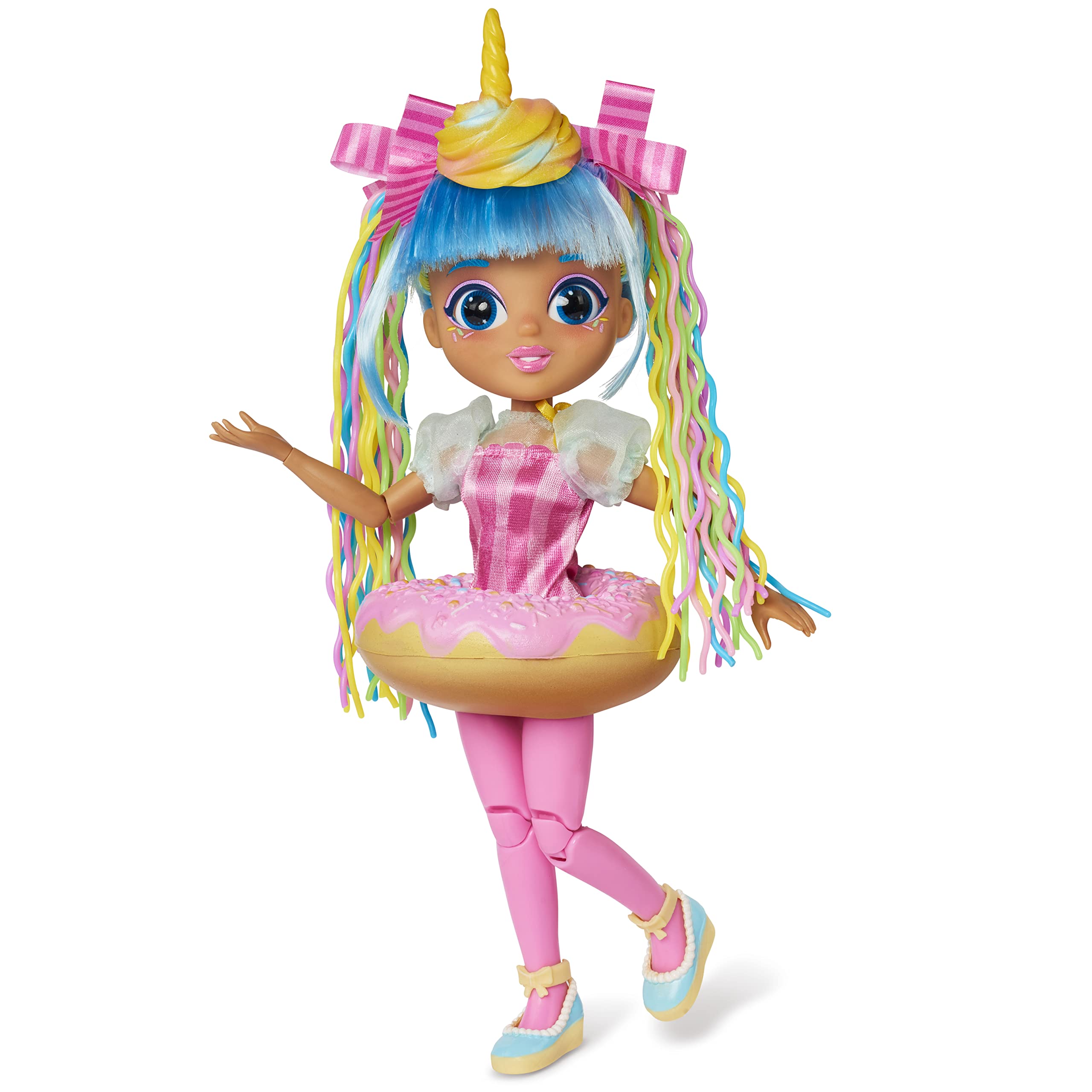 Sunny Days Entertainment Fidgie Friends Unicorn Sprinkles – Stretchy Noodle Hair with Slow Foam Donut Skirt | 10.5 Inch Fashion Doll with Fidgets | Sensory Toys for Kids