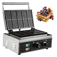 Vevor Commercial Rectangle Waffle Maker 10pcs Nonstick Electric Waffle Maker Machine Stainless Steel 110V Temperature and Time Control Heart Belgian Waffle Maker Suitable for Restaurant Snack Bar : Industrial & Scientific