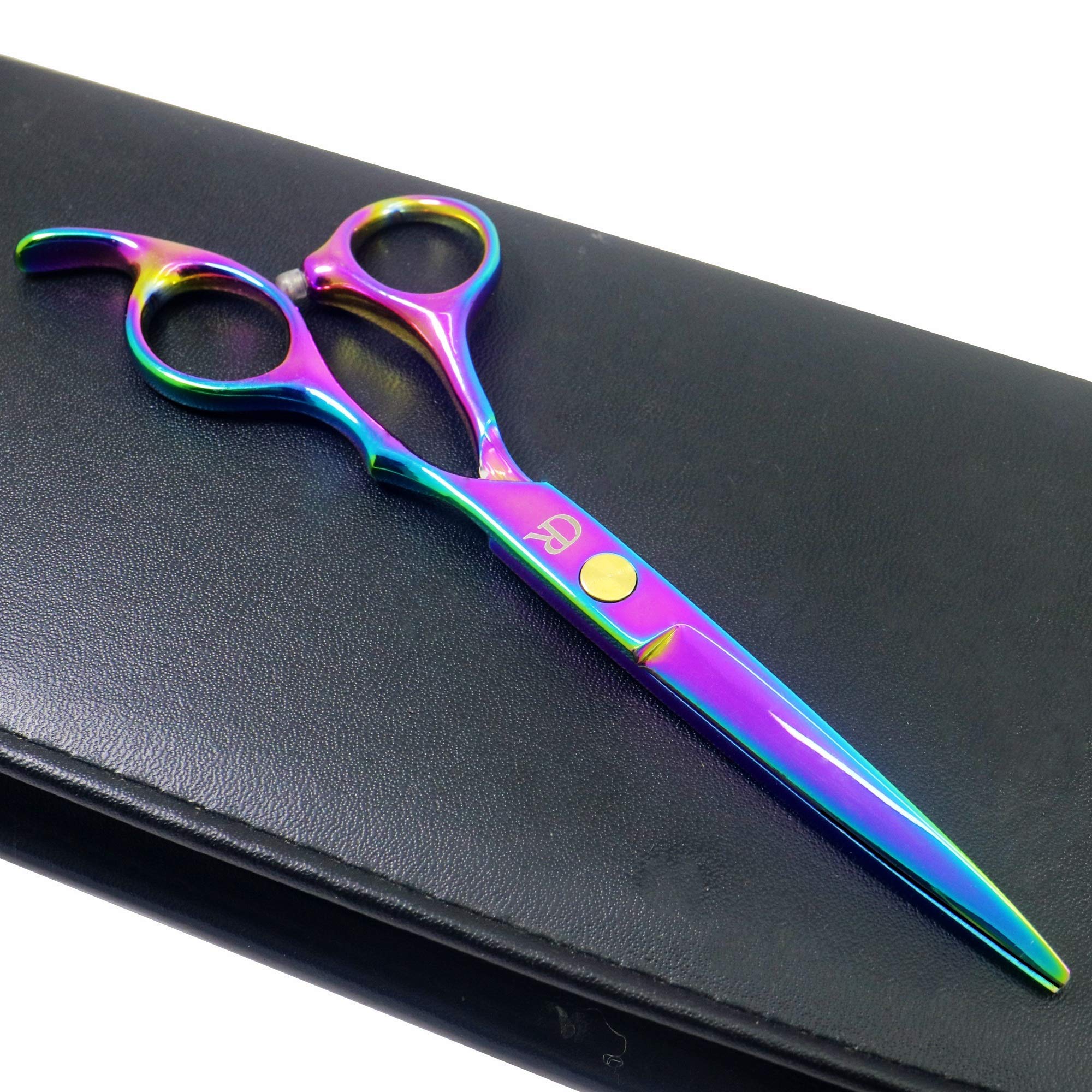 Professional Hair Cutting Shears,6 Inch Barber hair Cutting Scissors Sharp Blades Hairdresser Haircut For Women/Men/kids 420c Stainless Steel Rainbow Color (A) (A)