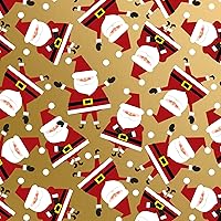 Jillson Roberts 1/4 Ream Recycled Christmas Gift Wrap, Dancing Santa Gold, 208-Feet x 30-Inch (XB507.25)