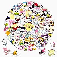 100Pcs Sanrio Mix Sticker for Kids,Cute Aesthetic Vinyl Waterproof Stickers for Laptop,Water Bottle, Envelopes,Hello Kitty Stickers Mymelody&Kuromi Stickers Cinnamoroll Pompompurin Stickers