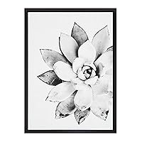 Kate and Laurel Sylvie Black and White Modern Succulent Print Framed Canvas Wall Art by Simon Te Tai, 18x24 Black