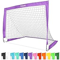GoSports Team Tone 4 ft x 3 ft Portable Soccer Goal for Kids - Pop Up Net for Backyard - Purple