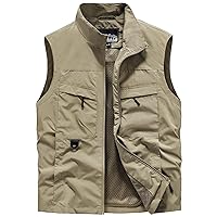 Men's Lightweight Golf Vest Full-Zip Windproof Sleeveless Jacket for Travel Hiking Running