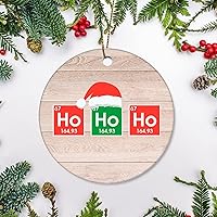 Santa Hat Ho Ho Ho Round Ceramic Ornaments Red and Green Circle Ceramic Ornament 3inch 2021 Christmas Ornament Pendant Personalized Family Christmas Tree Ornaments for Baby Couples Married Home Decora