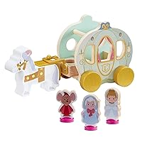 Disney Princess Wooden Cinderella's Pumpkin Carriage Beautiful Preschool Wooden Toy, Imaginative Play, FSC Certified Sustainable, Gift for 2-5 Year Old