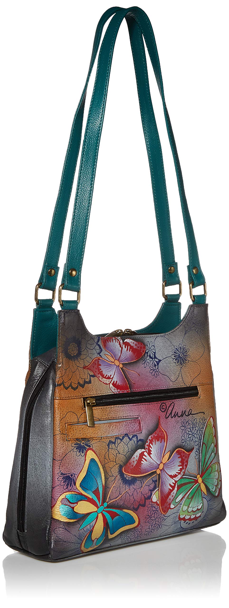 Anna by Anuschka Hand-Painted Original Artwork, Genuine Leather - Triple Compartment Satchel