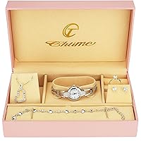 Gift Set Women's Watch Silver- Jewelry set- Necklace-Ring- Earrings