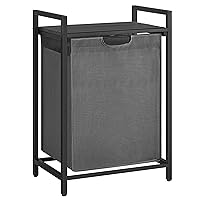 VASAGLE Laundry Hamper, Laundry Basket, Laundry Sorter, with Pull-Out and Removable Laundry Bags, Shelf, Metal Frame, 17.2 Gallons (65L), 19.7 x 13 x 28.4 Inches, Black and Gray UBLH101G01