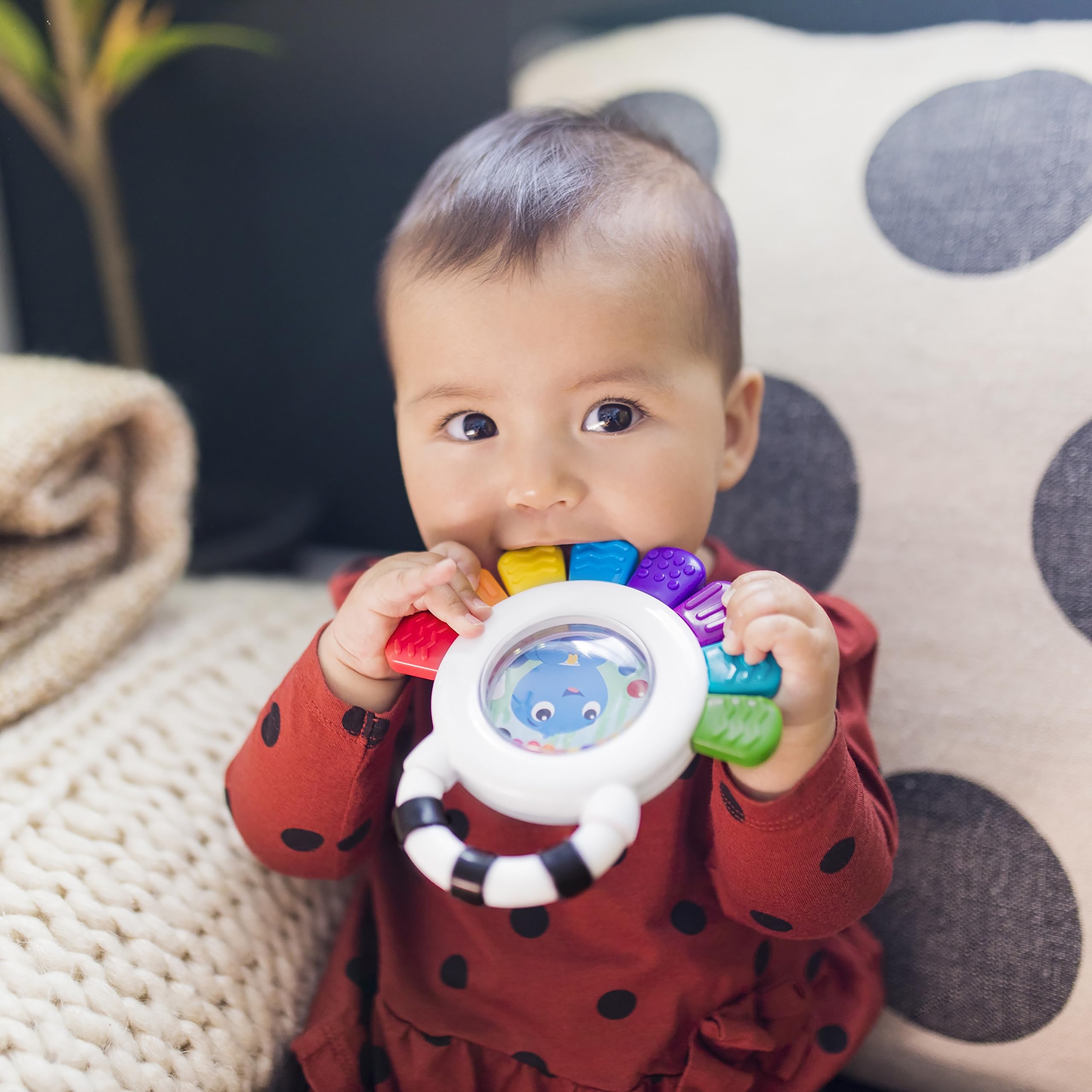 Baby Einstein Outstanding Opus The Octopus Sensory Rattle & Teether Multi-Use Toy, BPA Free & Chillable, 3 Months & up, Multicolored