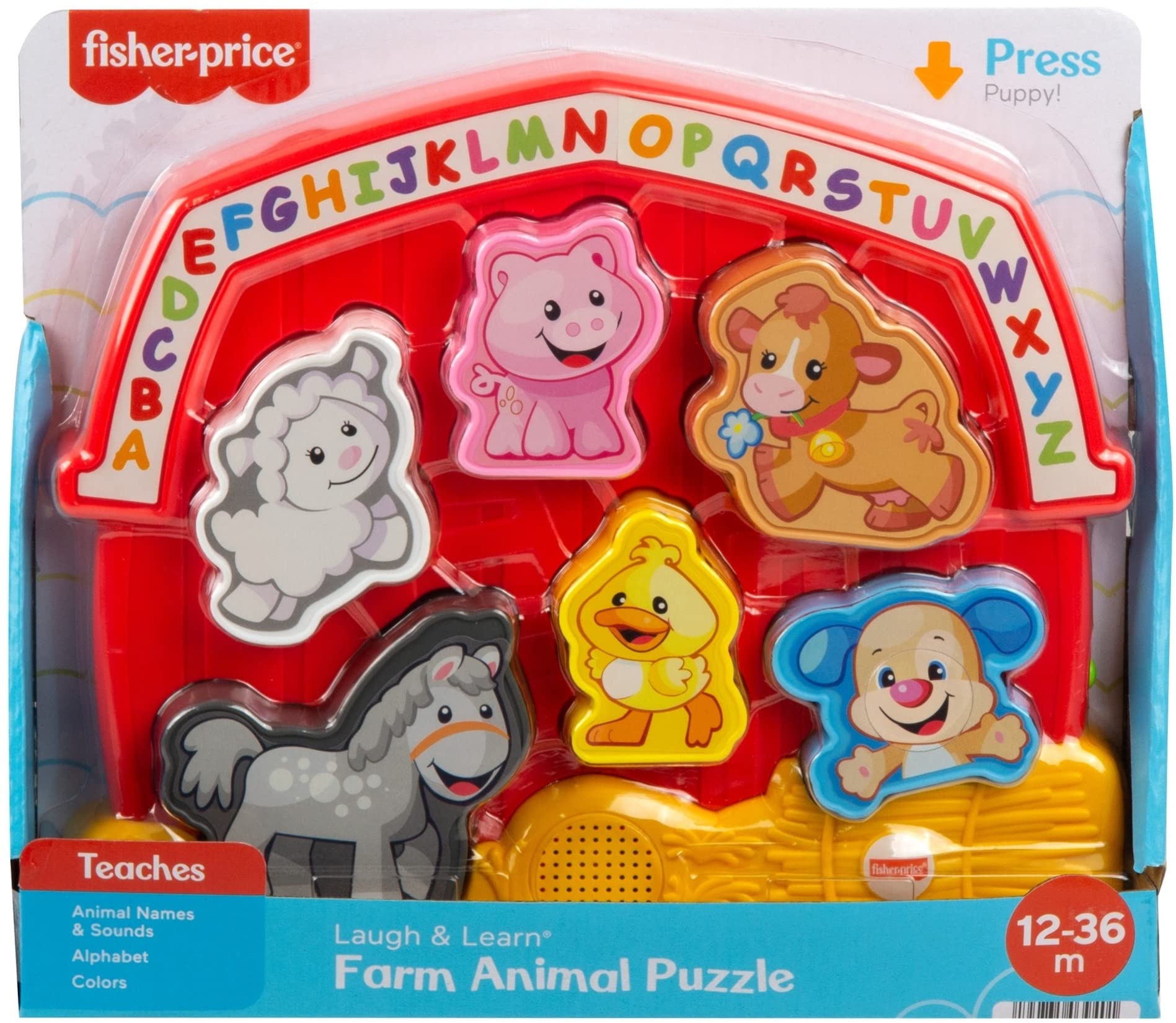 Fisher-Price Laugh & Learn Toddler Shape Sorting Toy Farm Animal Puzzle With Music & Sounds For Ages 1+ Years