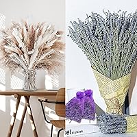Combine Order of 100pcs 17-inch Natural Pampas Bouquet and 200pcs Dried Lavender Bouquet (with 2 Free Lavender sachets) for Home Decor!