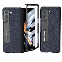 Genuine Case Compatible with Sumsung Galaxy Z Fold 5 Phone Case with Built-in Screen Protector Kickstand, Fashion Leather Case Protective Phone Case Slim Case Anti-Drop Cover Shockproof protective cas