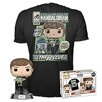 Funko Pop! & Tee: Star Wars: The Mandalorian - Luke With Grogu (The Child, Baby Yoda) - Large - (L) - T-Shirt, T-Shirt - Clothes with Vinyl Figure Collectible - Gift Idea for Adults