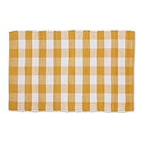 DII Buffalo Check Rug Collection, Hand Dyed Reversible Chindi Rug, 26x40, Honey Gold