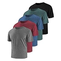 5 Pack Men's Workout Shirts Short Sleeve Dry Fit T Shirts UPF 50+ Sun Protection Athletic Gym Running Active Tee Tops