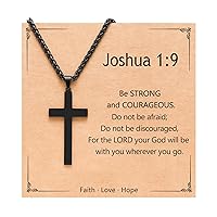 PINKDODO Inspirational Bible Verse Cross Necklace for Men Boys, Stainless Steel Cross Pendant Necklace for Men Son Husband