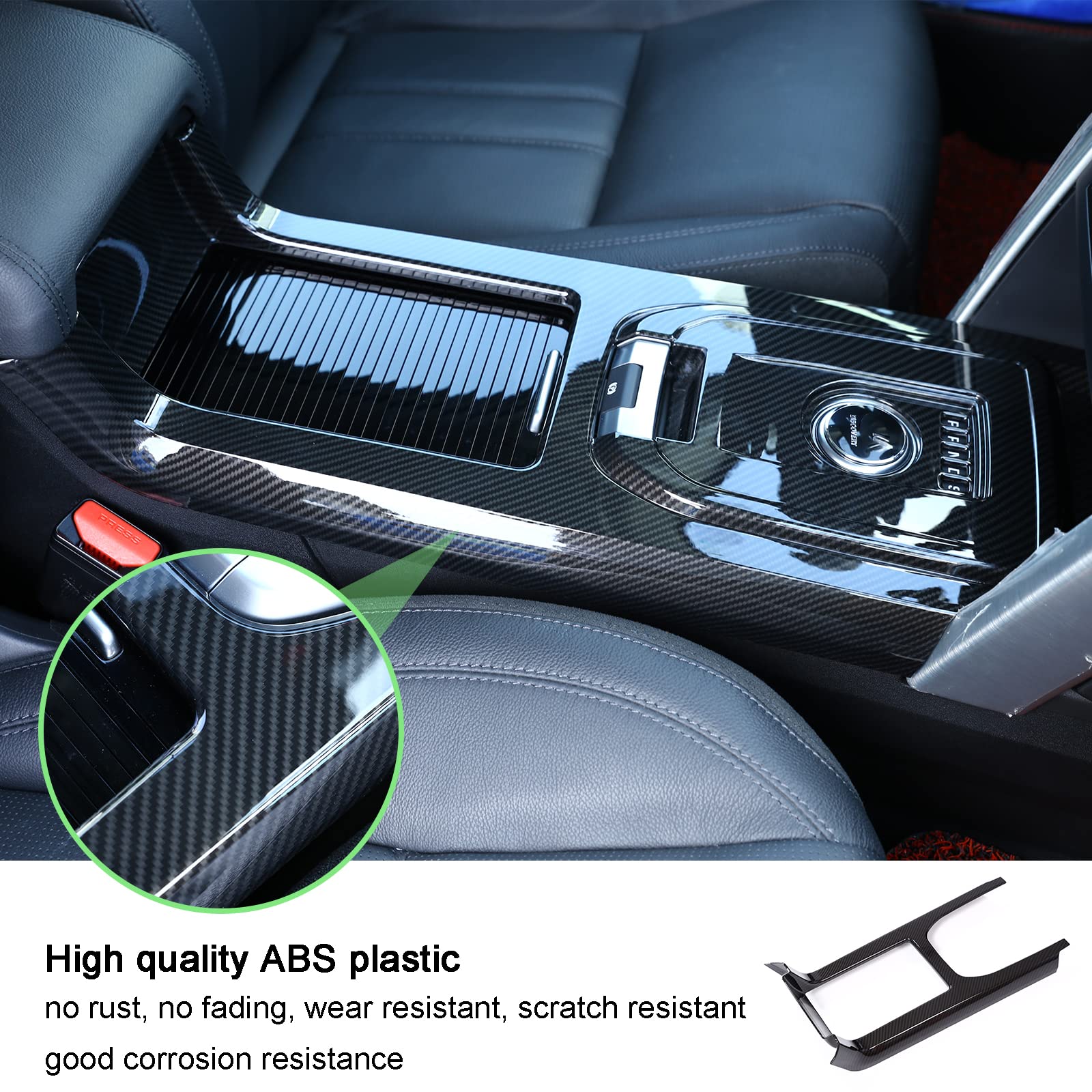 LLKUANG Carbon Fiber Style ABS Inner Center Console Gear Shift Frame Trim for Land Rover Discovery Sport 2015-2019
