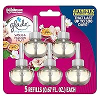 Glade PlugIns Refills Air Freshener, Scented and Essential Oils for Home and Bathroom, Vanilla Passion Fruit, 3.35 Fl Oz, 5 Count