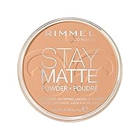 Rimmel London Stay Matte - 016 Deep Beige - Pressed Powder, Lightweight, High Coverage, Shine Control, 0.49oz