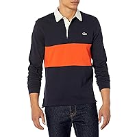 Lacoste Mens Cotton Colorblock Rugby Polo