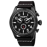 Akribos XXIV Men's Ultimate Chronograph Watch - 3 Multifunction Subdials with Date Window On Genuine Leather Band - AK705