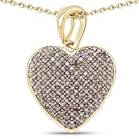 14K Yellow Gold Plated 0.68 Carat Genuine Blue Diamond .925 Sterling Silver Heart Shape Pendant