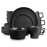 Coupe Dinnerware Set, Service For 4, Black Matte