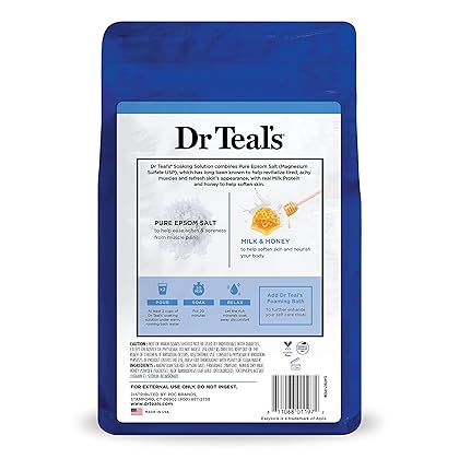 Dr. Teal's Epsom Salt Soaking Solution, Soften & Nourish with Milk and Honey, 48 Oz (Packaging May Vary)