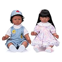 Angelbaby 60cm 24inch Reborn Baby Twins Dolls Black Boy and Girl Look Real African American Reborn Toddlers Realistic Silicone Biracial Newborn Bebe Doll and Accessories for Kid