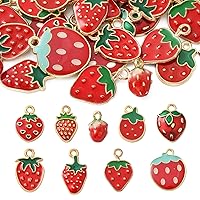 LiQunSweet 45 Pcs 9 Styles Enamel Fruit Red Strawberry Charms for Earring Bracelet Necklace DIY Jewelry Making Accessories